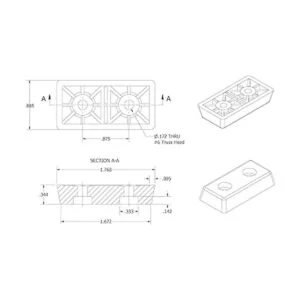 4 Pequeño Pies de goma parachoques rectangular .344 H x_3
