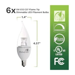 Bioluz Paquete de 6 bombillas LED con punta de llama