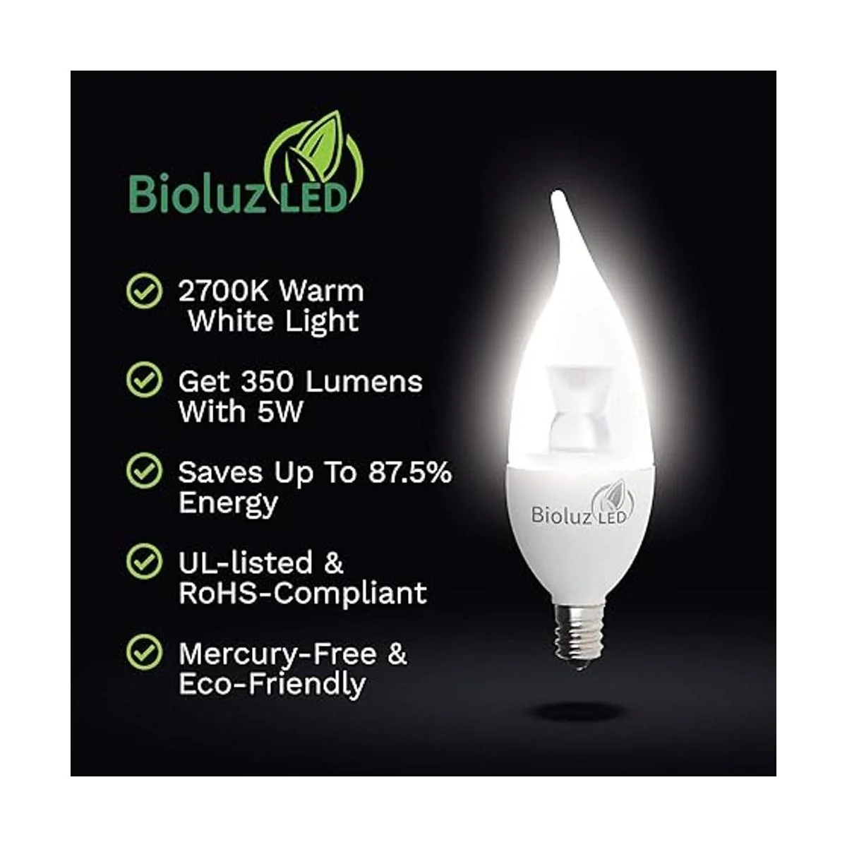 Bioluz Paquete de 6 bombillas LED con punta de llama