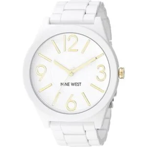 Nine West Reloj pulsera de goma blanco mate NW1678WTWT_1