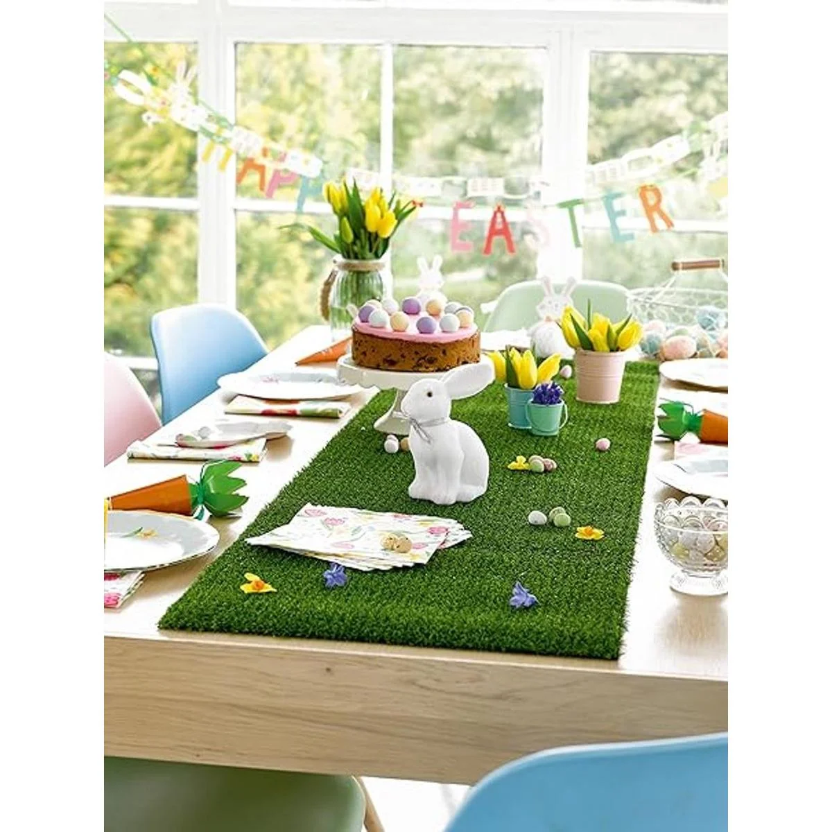 Talking Tables Camino de mesa reutilizable de césped_1