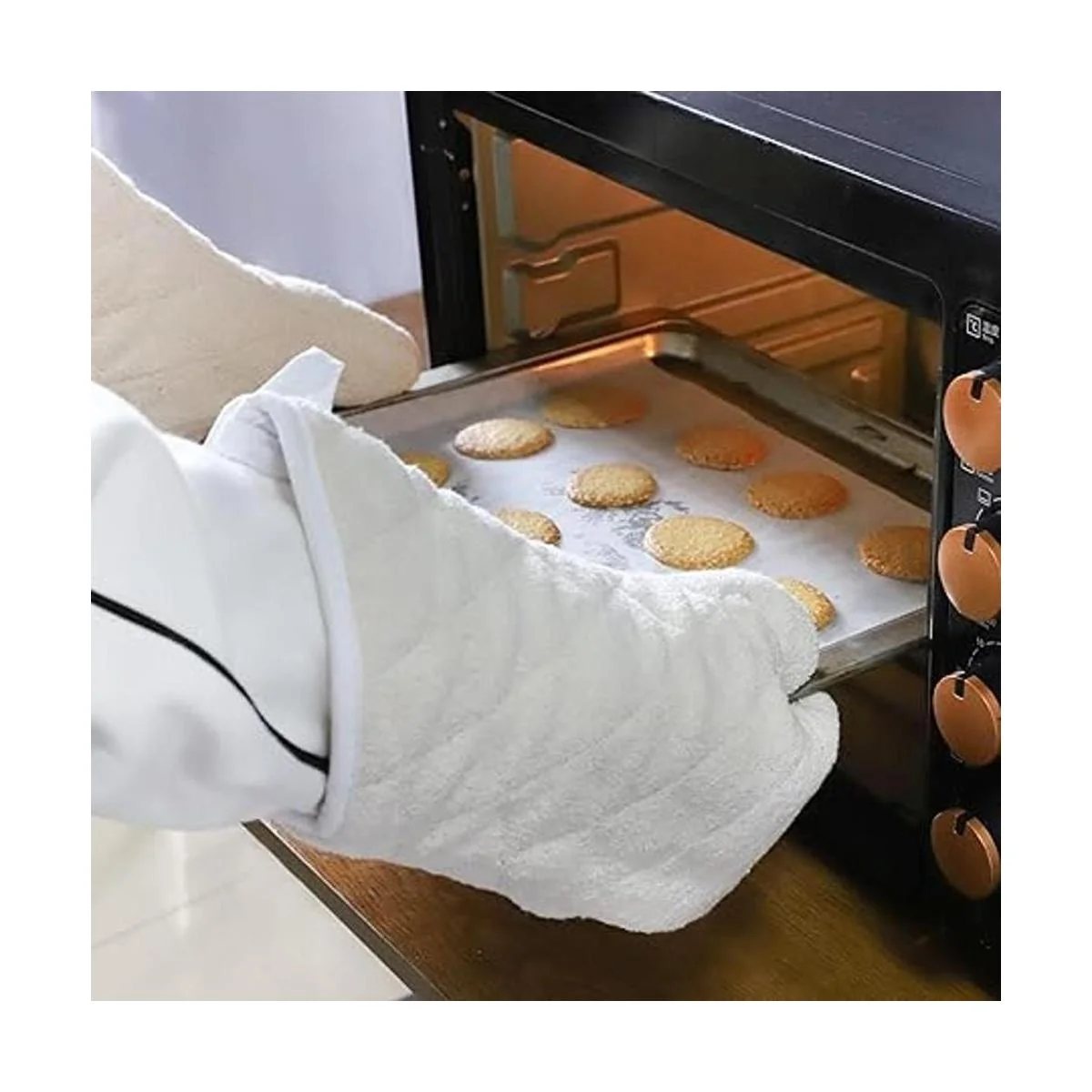 Juego de 2 guantes de horno de tela de rizo resistentes_3