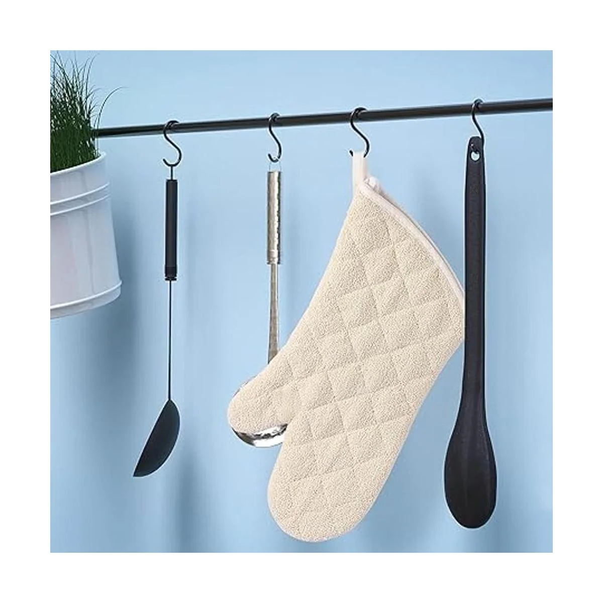 Juego de 2 guantes de horno de tela de rizo resistentes_6