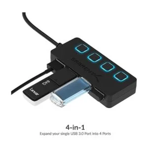 SABRENT Hub USB 3.0 de 4 puertos con interruptores de_3