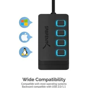 SABRENT Hub USB 3.0 de 4 puertos con interruptores de_5