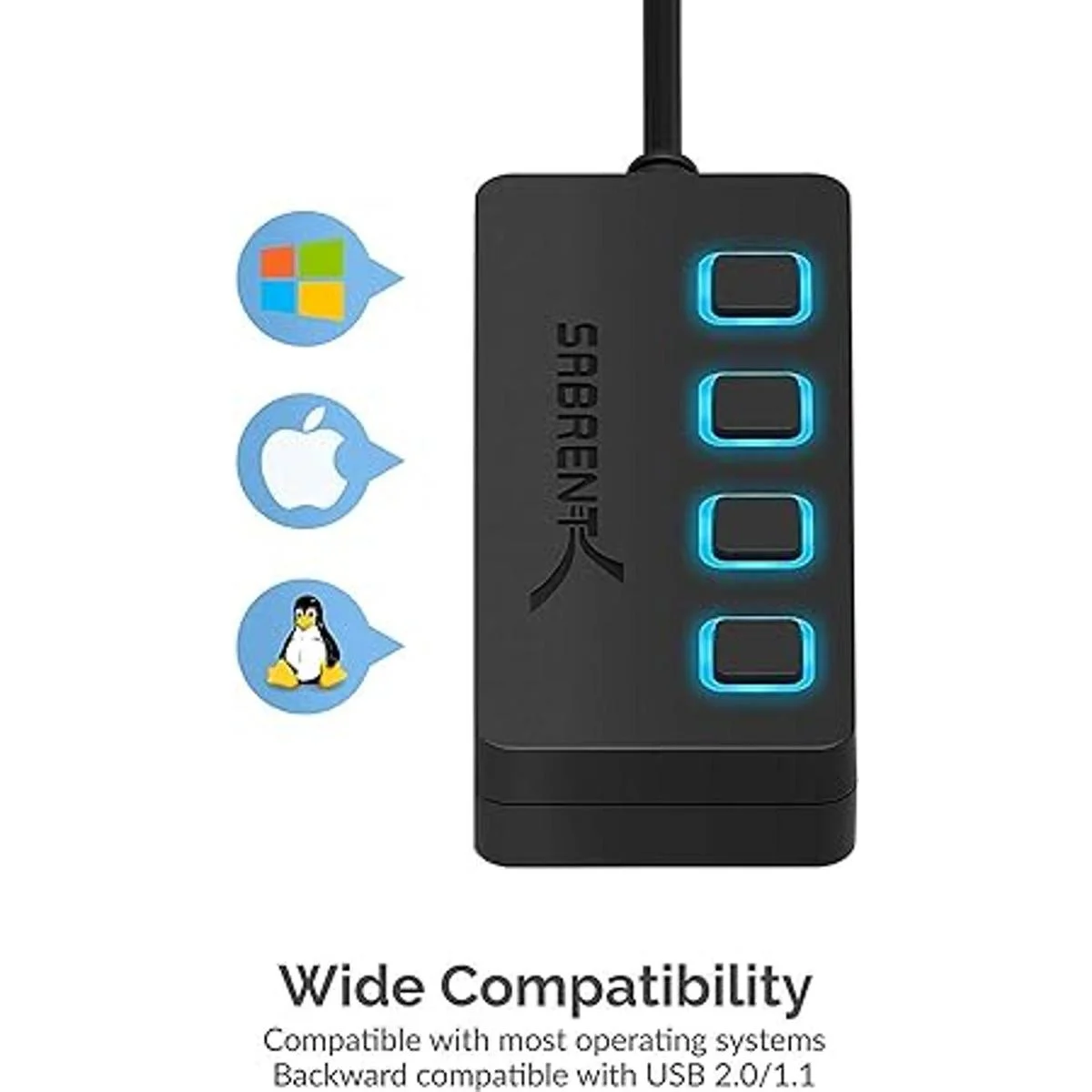 SABRENT Hub USB 3.0 de 4 puertos con interruptores de_5