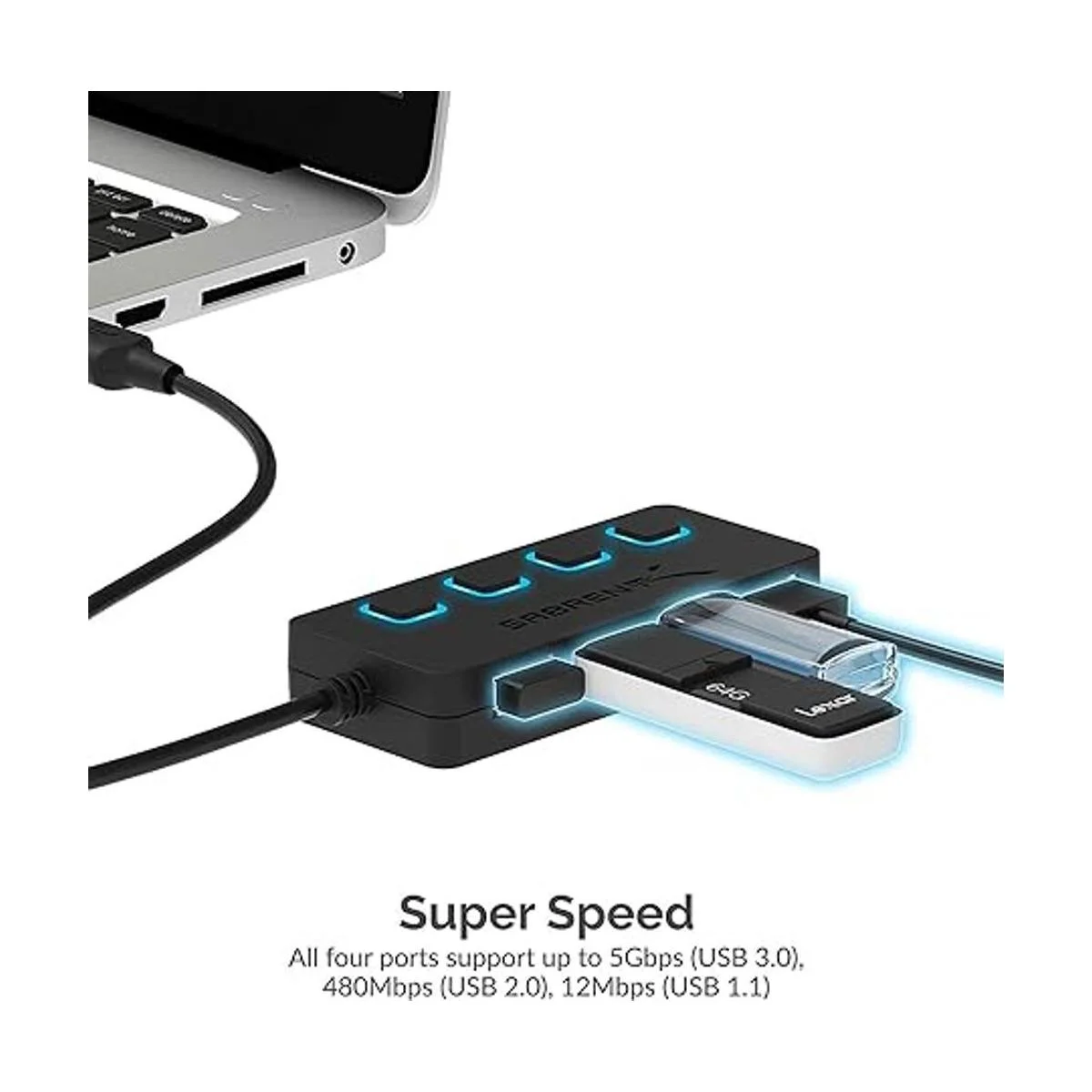 SABRENT Hub USB 3.0 de 4 puertos con interruptores de_4