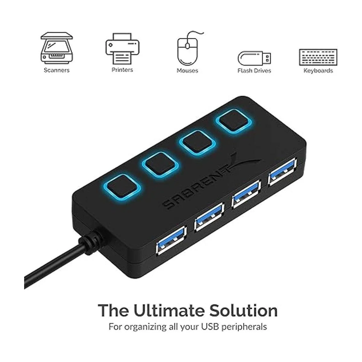 SABRENT Hub USB 3.0 de 4 puertos con interruptores de_6