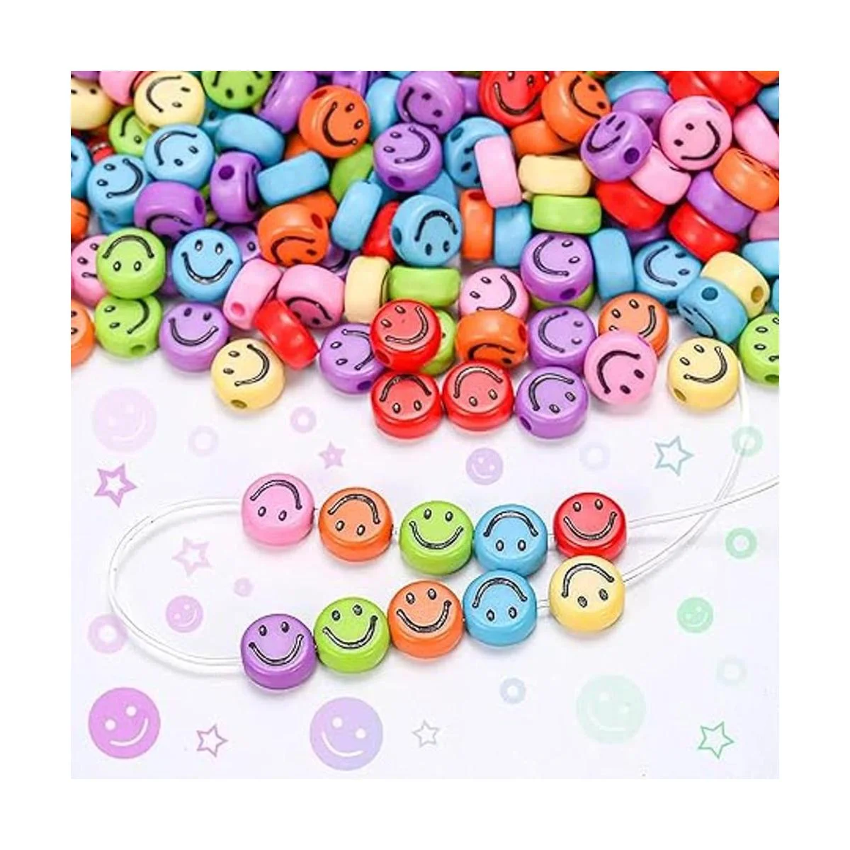 650 cuentas de cara sonriente 0.276 x 0.157 in paquete