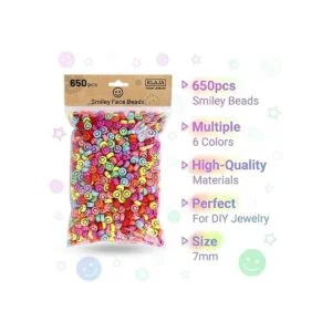 650 cuentas de cara sonriente 0.276 x 0.157 in paquete