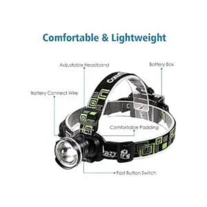 CrazyFire Linterna frontal LED linterna súper brillante