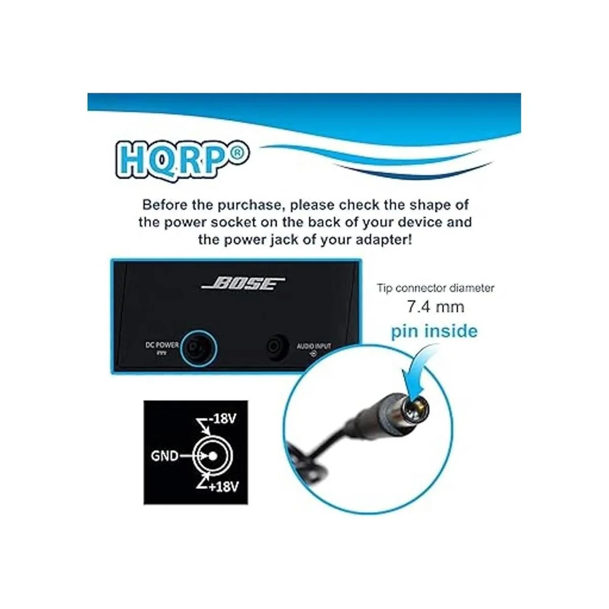 HQRP 18 V adaptador de CA compatible con Bose SoundDock_4