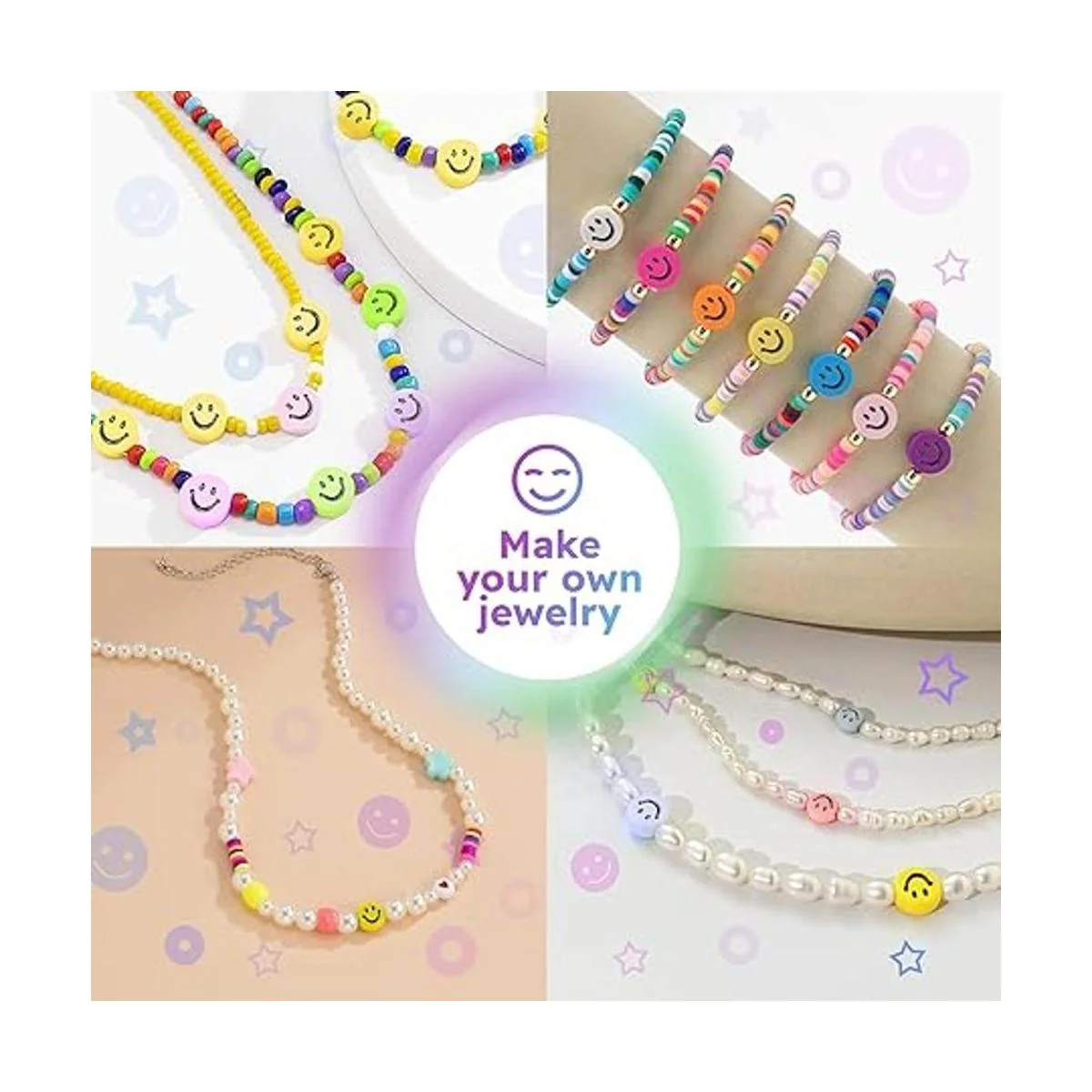 650 cuentas de cara sonriente 0.276 x 0.157 in paquete