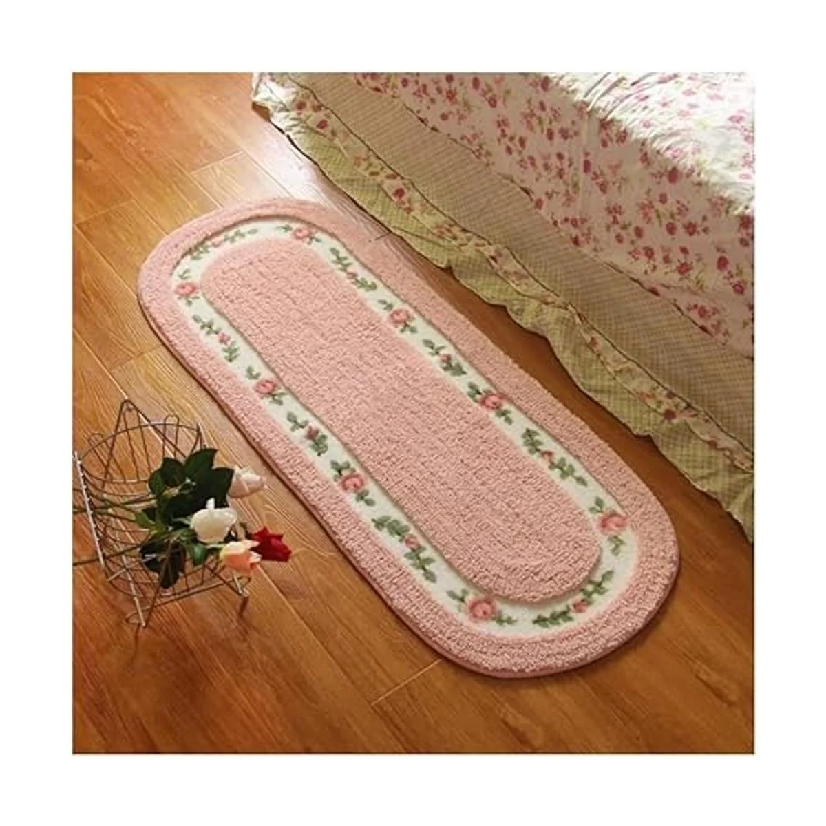 Beautiful Rose Flower Area Rugs for Living Room Bedroom