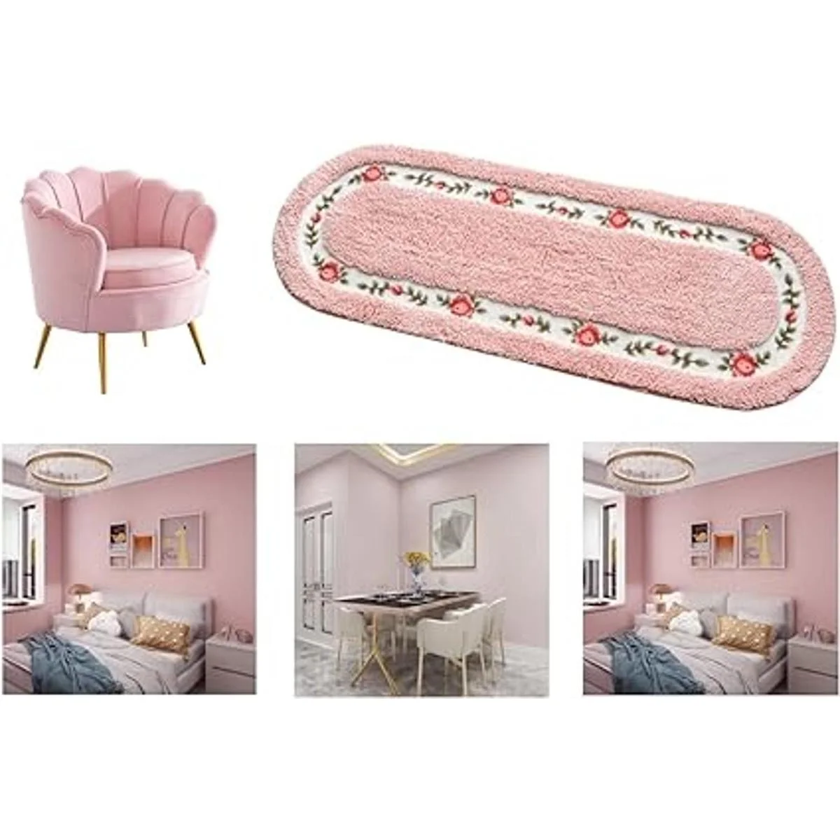 Beautiful Rose Flower Area Rugs for Living Room Bedroom