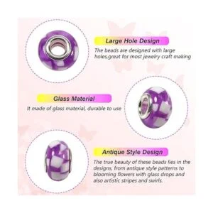 TOAOB 50 piezas de cuentas de cristal europeas de Lampwork