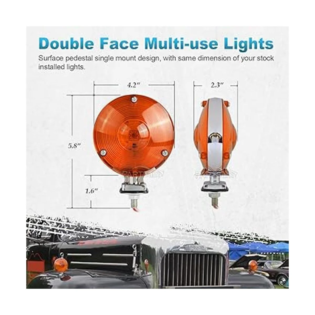 Partsam 2 luces LED redondas de doble cara LED de 3.9 in_2