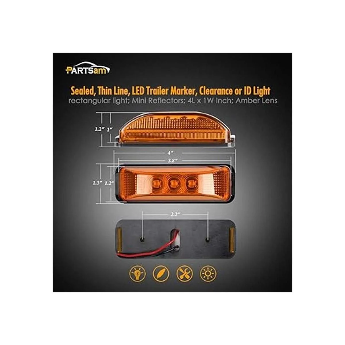 Partsam Juego de 2 luces LED de 3 luces LED para_3