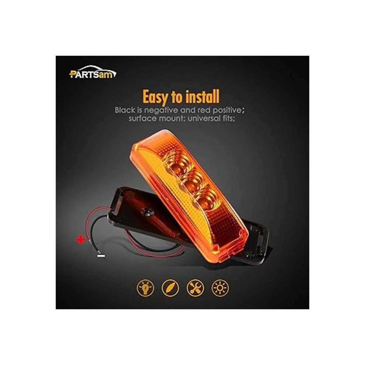 Partsam Juego de 2 luces LED de 3 luces LED para_2