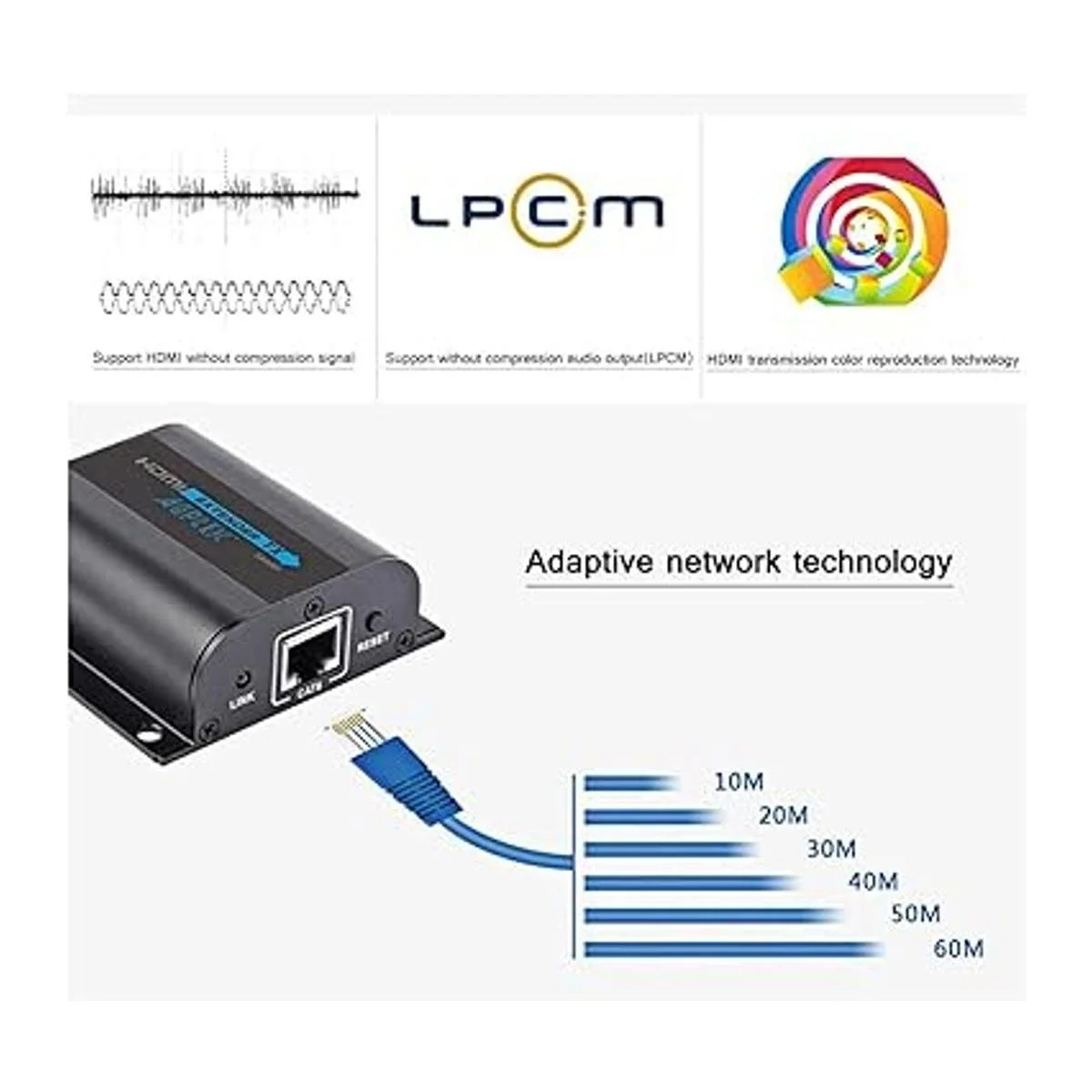 AGPtek 60 M190ft HD 1080P HDMI Extensor de red_3