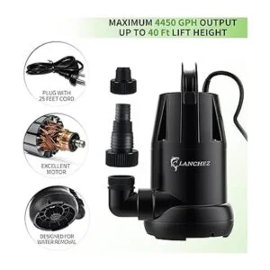 Lanchez Bomba de sumidero sumergible de 34 HP 4450 GPH_3