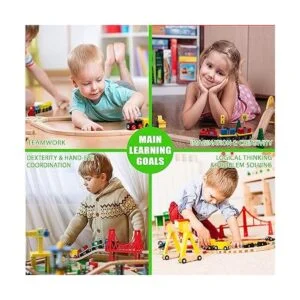 Paquete de 56 piezas para pistas de tren de madera_4