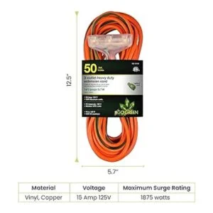 GoGreen Power GG15150 Cable de extensión SJTW de 3 tomas