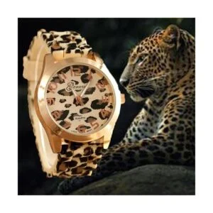 Fanmis Relojes unisex de gel de silicona de leopardo de_4