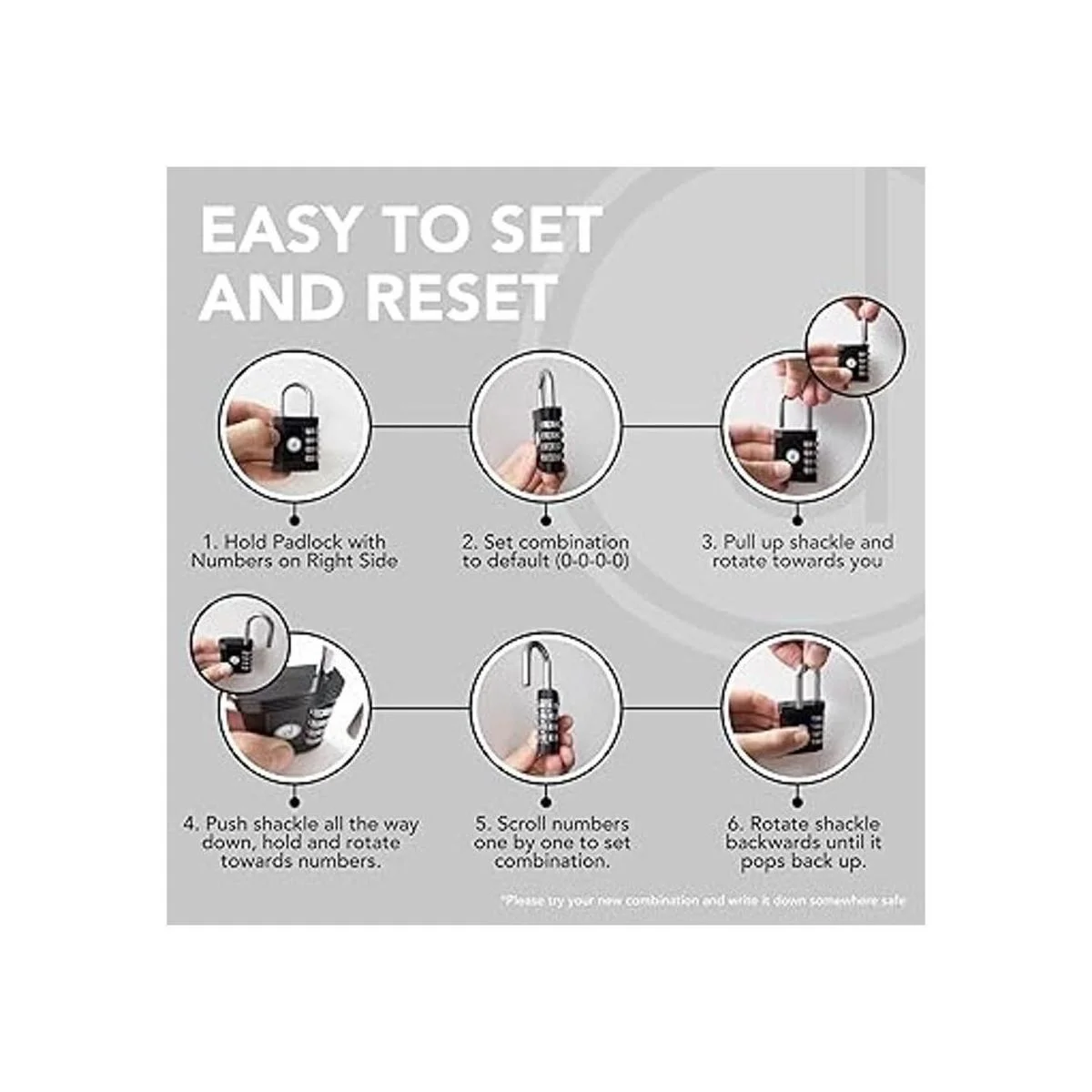 Candado cerradura de 4 dígitos de combinación para_6
