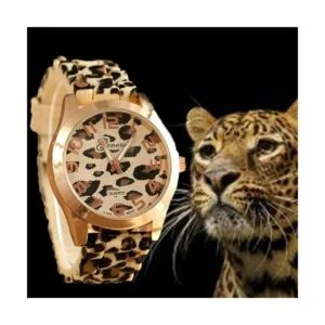 Fanmis Relojes unisex de gel de silicona de leopardo de_5