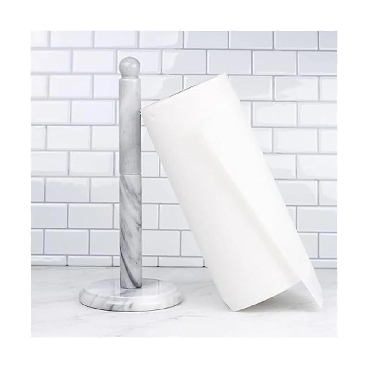 RSVP Soporte blanco mármol para papel toalla_2