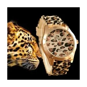 Fanmis Relojes unisex de gel de silicona de leopardo de_3