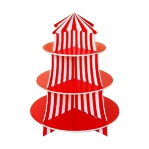 Exhibidor de poliestireno de 3 niveles para bocadillos