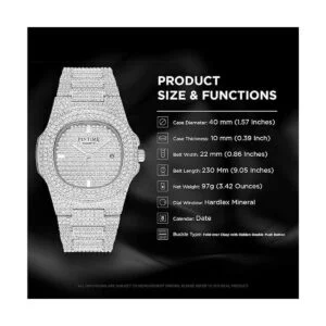 Relojes unisex de lujo con diamantes completos y plata y_5