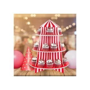 Exhibidor de poliestireno de 3 niveles para bocadillos