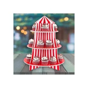 Exhibidor de poliestireno de 3 niveles para bocadillos