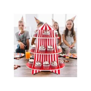 Exhibidor de poliestireno de 3 niveles para bocadillos