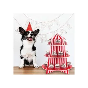 Exhibidor de poliestireno de 3 niveles para bocadillos