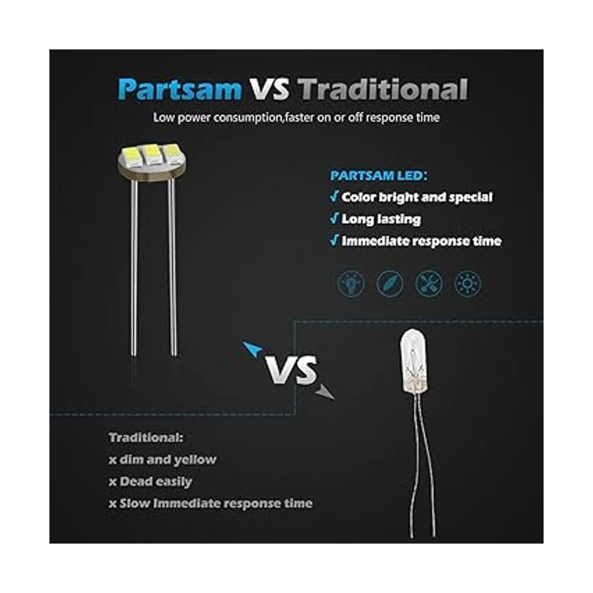 Partsam mini bombillas de 47 mm 12v para autos para_3