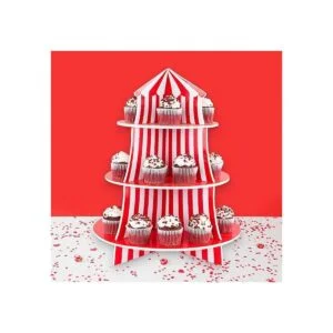 Exhibidor de poliestireno de 3 niveles para bocadillos