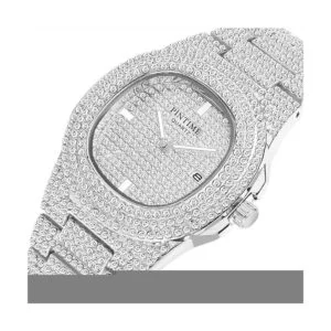 Relojes unisex de lujo con diamantes completos y plata y_2