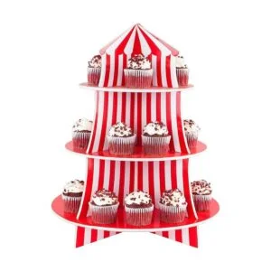 Exhibidor de poliestireno de 3 niveles para bocadillos