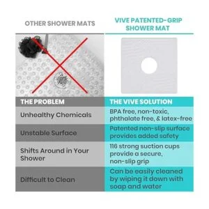Estera cuadrada de ducha Vive Health Blanco 1_2