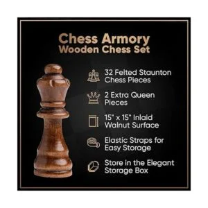 Juego de ajedrez de madera Chess Armory de 15 in con_6