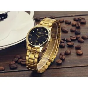 Reloj pulsera IP chapado en oro dial numérico romana de_3