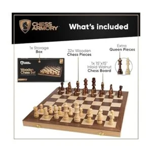 Juego de ajedrez de madera Chess Armory de 15 in con_3