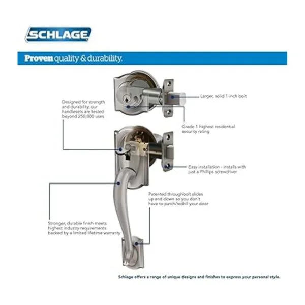 SCHLAGE F60 CEN 619 Century Manija de un solo cilindro y_3