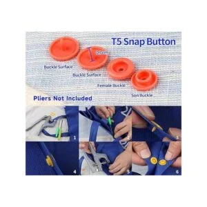 408 juegos de botones de plástico a presión broches T5