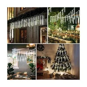 Luces de lluvia blancas 8 tubos de 30 centímetros 144