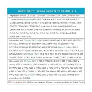 MaxLLTo Cable USB DC para cámara Olympus Tough TG4 X960